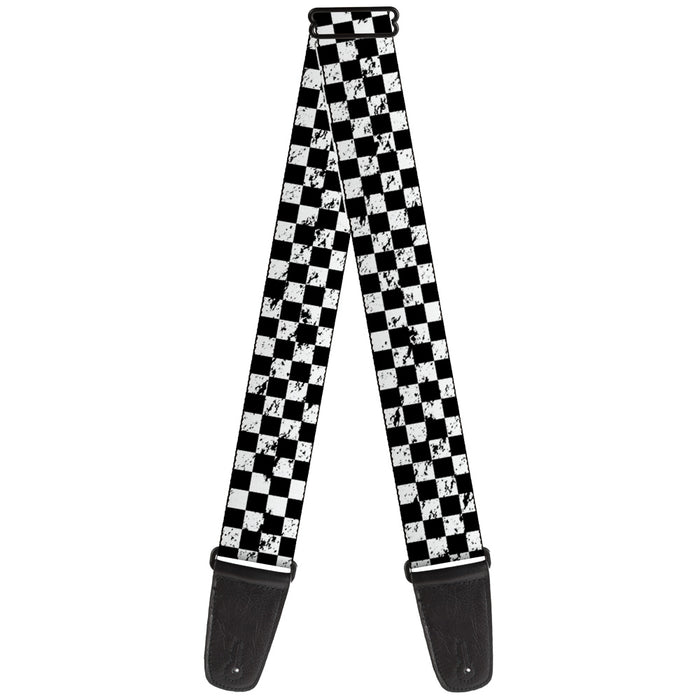 Guitar Strap - Checker Weathered Black White Guitar Straps Buckle-Down   