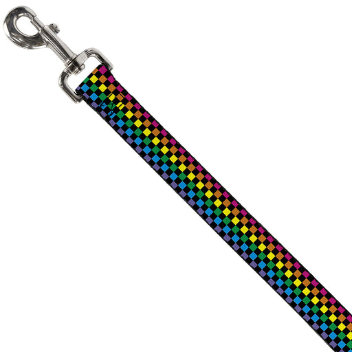 Dog Leash - Checker Black/Neon Rainbow Dog Leashes Buckle-Down   