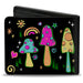 Bi-Fold Wallet - Mushroom SHROOMY Vibrant Garden Black Multi Color Bi-Fold Wallets Buckle-Down   