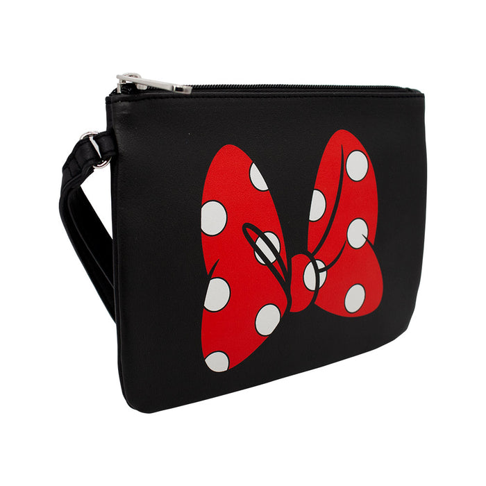 Wallet Single Pocket Wristlet - Minnie Mouse Bow Black Red White Wristlets Disney   