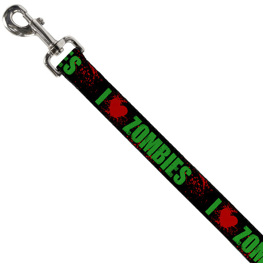 Dog Leash - I "Heart" ZOMBIES Bold Splatter Black/Green/Red Dog Leashes Buckle-Down   