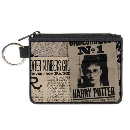 Canvas Zipper Wallet - MINI X-SMALL - Harry Potter Newspaper Headlines UNDESIRABLE NO 1 Canvas Zipper Wallets The Wizarding World of Harry Potter Default Title  