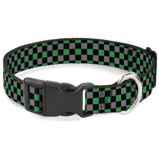 Plastic Clip Collar - Mini Checker Black/Gray/3 Green Plastic Clip Collars Buckle-Down   