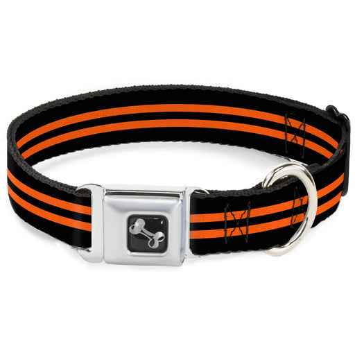 Dog Bone Seatbelt Buckle Collar - Stripe Black/Orange Seatbelt Buckle Collars Buckle-Down   