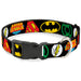 Plastic Clip Collar - Justice League Superhero Logos CLOSE-UP Black Plastic Clip Collars DC Comics   