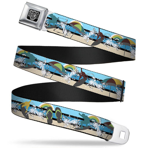 BD Wings Logo CLOSE-UP Full Color Black Silver Seatbelt Belt - Beach Scene 1 Webbing Seatbelt Belts Buckle-Down   
