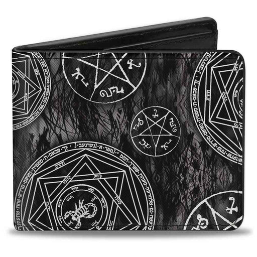 Bi-Fold Wallet - Supernatural Devil's Trap Pentagrams Grays Black White Bi-Fold Wallets Supernatural   