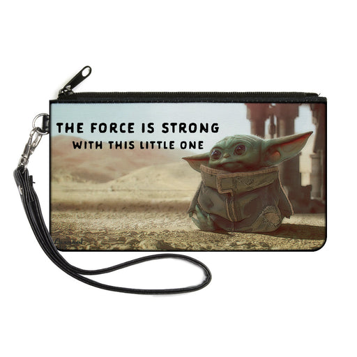 Canvas Zipper Wallet - LARGE - Star Wars The Child Full Body Pose THE FORCE IS STRONG WITH THIS LITTLE ONE Vivid Canvas Zipper Wallets Star Wars   