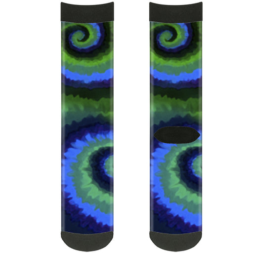 Sock Pair - Polyester - Tie Dye Swirl Green Blue Purple - CREW Socks Buckle-Down   