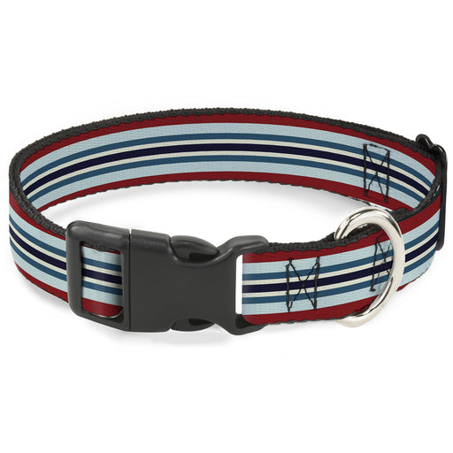Plastic Clip Collar - Stripes Red/Blues/White Plastic Clip Collars Buckle-Down   