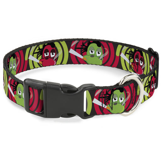 Plastic Clip Collar - Green & Red Dragons Smoking Gray Plastic Clip Collars Buckle-Down   