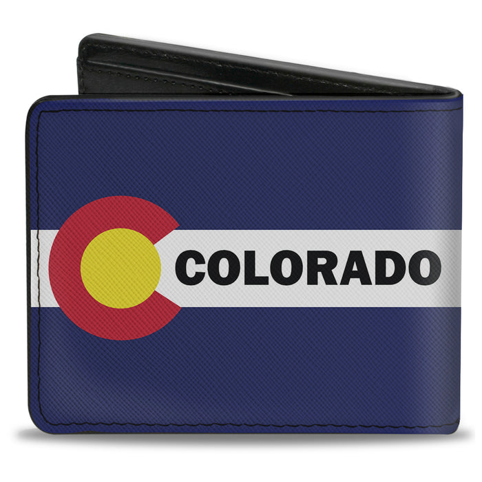 Bi-Fold Wallet - COLORADO Text Flag Blue White Red Yellow Bi-Fold Wallets Buckle-Down   