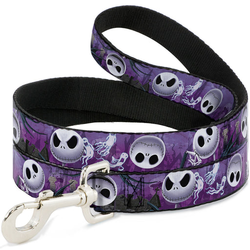 Dog Leash - Jack Expressions/Ghosts in Cemetery Purples/Grays/White Dog Leashes Disney   