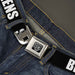 BD Wings Logo CLOSE-UP Full Color Black Silver Seatbelt Belt - New York's Five Burroughs Bold Black/White Webbing Seatbelt Belts Buckle-Down   