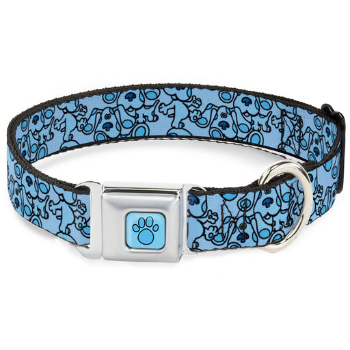 Blue's Clues Paw Full Color Blues Seatbelt Buckle Collar - Blue's Clues Blue Poses Scattered Blues Seatbelt Buckle Collars Nickelodeon   