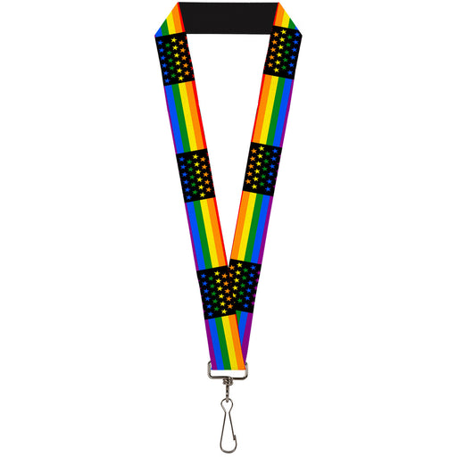 Lanyard - 1.0" - Flag American Pride Rainbow Black Lanyards Buckle-Down   