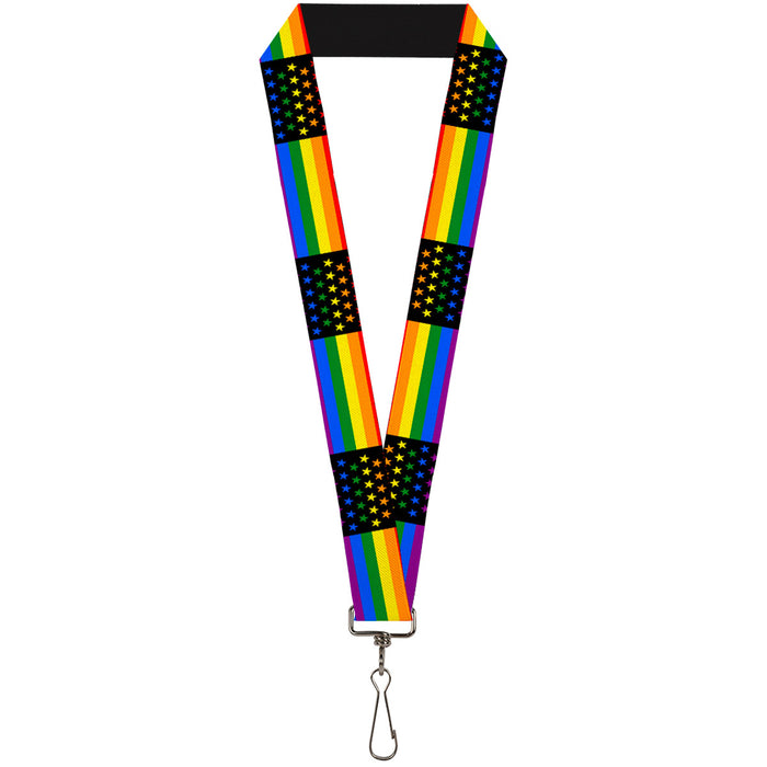 Lanyard - 1.0" - Flag American Pride Rainbow Black Lanyards Buckle-Down   