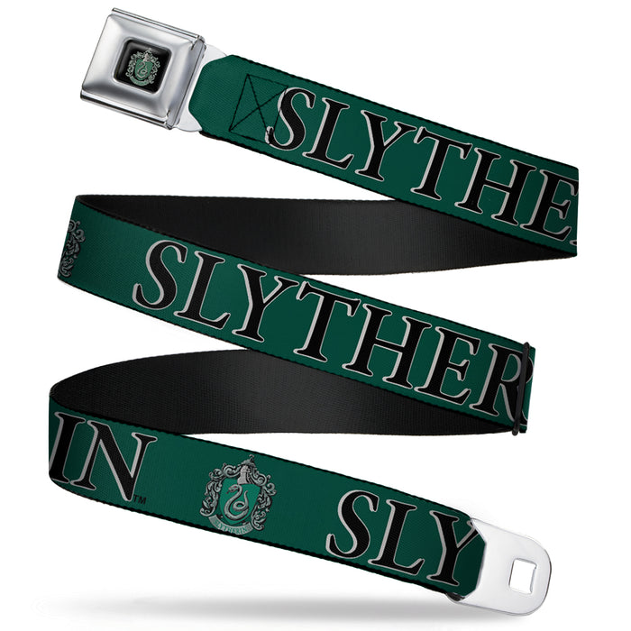 Slytherin Crest Full Color Seatbelt Belt - Harry Potter SLYTHERIN & Crest Green/Black Webbing Seatbelt Belts The Wizarding World of Harry Potter REGULAR - 1.5" WIDE - 24-38" LONG  