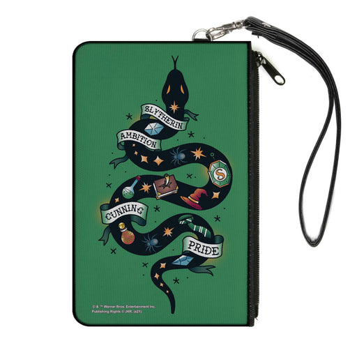 Canvas Zipper Wallet - LARGE - Harry Potter SLYTHERIN Serpent AMBITION CUNNING PRIDE Tattoo Green Canvas Zipper Wallets The Wizarding World of Harry Potter   
