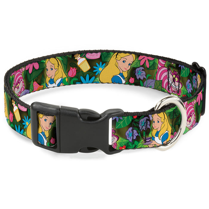 Plastic Clip Collar - Alice & Cheshire Cat Poses/Flowers Plastic Clip Collars Disney   