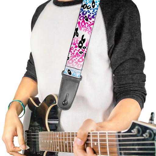 Guitar Strap - Leopard White Pinks Blues Black Guitar Straps Buckle-Down   