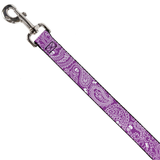 Dog Leash - Bandana/Skulls Purple/White Dog Leashes Buckle-Down   