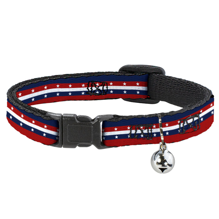 Cat Collar Breakaway - Americana Stripe w Stars Blue Red White Breakaway Cat Collars Buckle-Down   