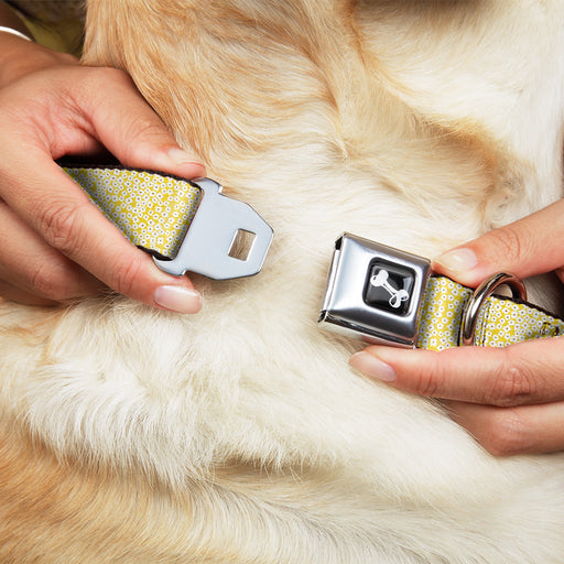 Dog Bone Seatbelt Buckle Collar - Ditsy Floral Yellow/White/Brown Seatbelt Buckle Collars Buckle-Down   