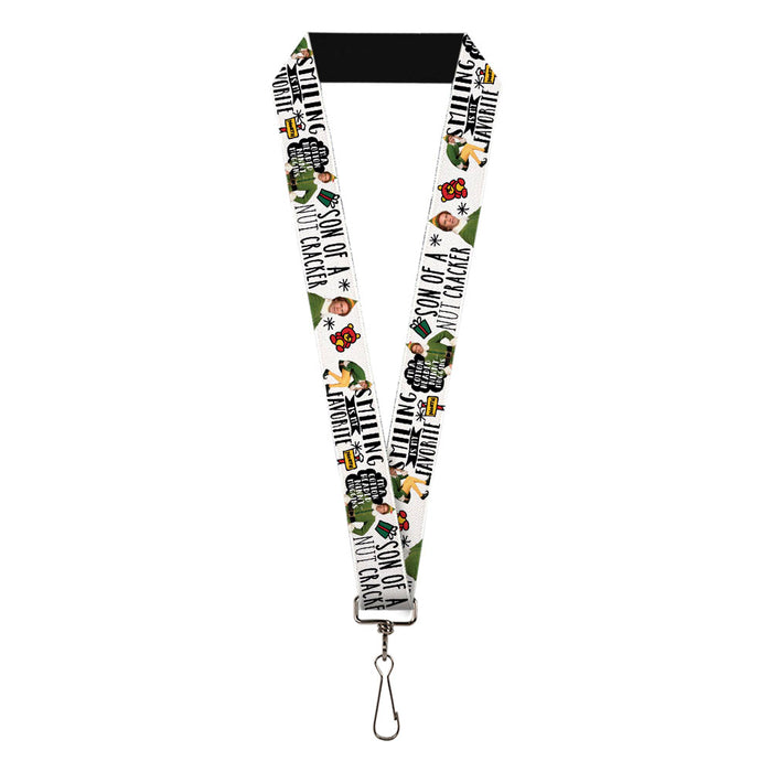 Lanyard - 1.0" - Elf Buddy the Elf Poses and Quotes Doodle White Lanyards Warner Bros. Holiday Movies   