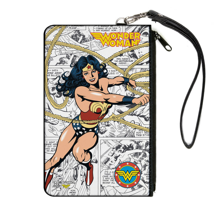 Canvas Zipper Wallet - LARGE - WONDER WOMAN Lasso Action Pose Logo Comic Scenes Canvas Zipper Wallets DC Comics   