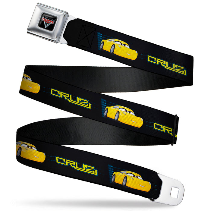 CARS 3 Emblem Full Color Black Silver Red Seatbelt Belt - Cars 3 CRUZ Car Profile Black/Blue/Yellow Webbing Seatbelt Belts Disney   