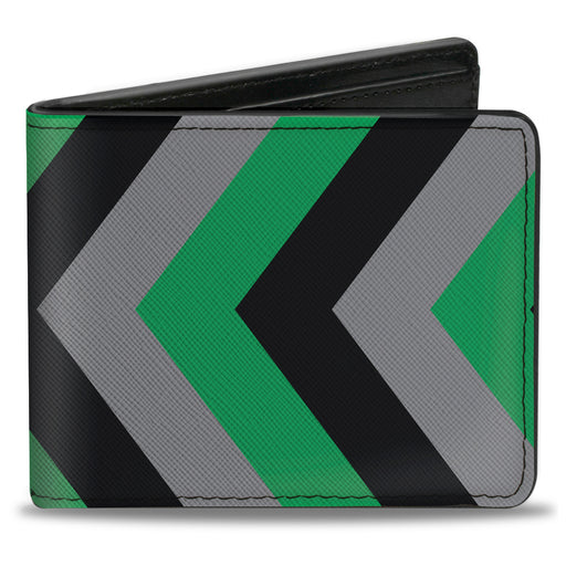 Bi-Fold Wallet - Chevron Green Black Gray Bi-Fold Wallets Buckle-Down   
