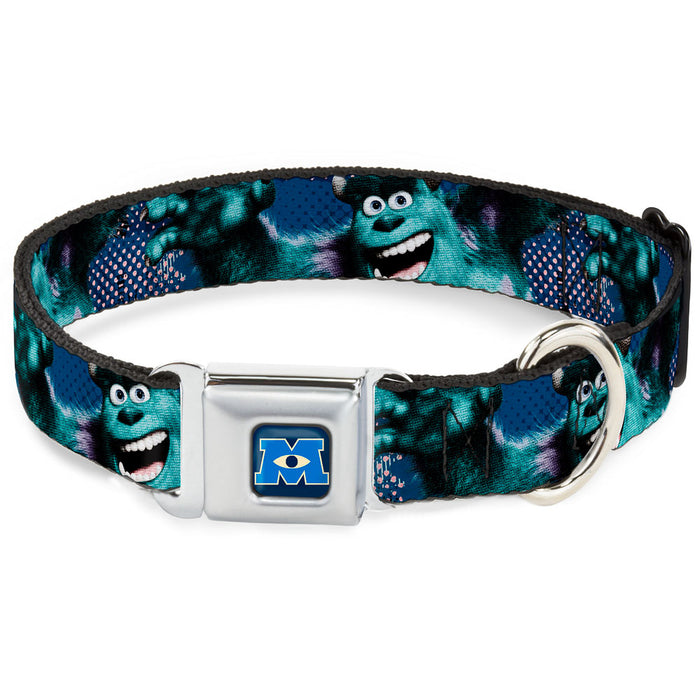 Monsters University Logo Full Color Blue White Seatbelt Buckle Collar - Sulley Scare Pose/Dots Blues/White Seatbelt Buckle Collars Disney   