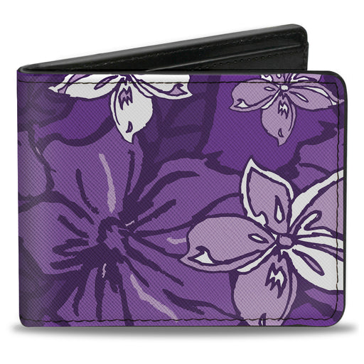 Bi-Fold Wallet - Hibiscus Collage Purple Shades Bi-Fold Wallets Buckle-Down   