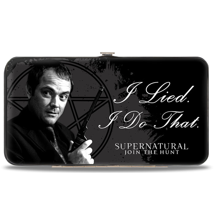 Hinged Wallet - Crowley I LIED- I DO THAT Pentagram Black Grays White Hinged Wallets Supernatural   