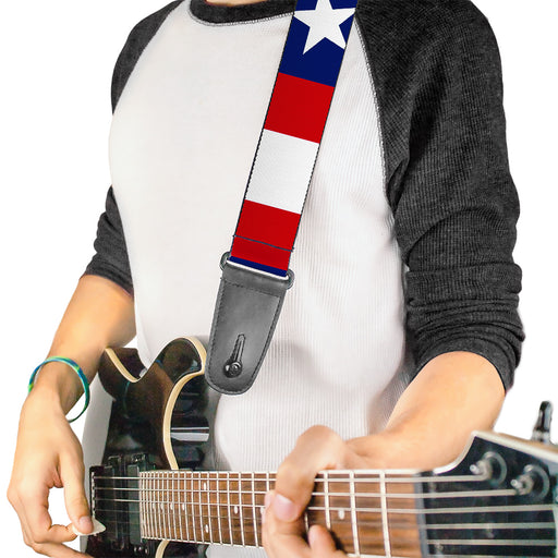 Guitar Strap - Stars & Stripes Ribbon Red Blue White Guitar Straps Buckle-Down   