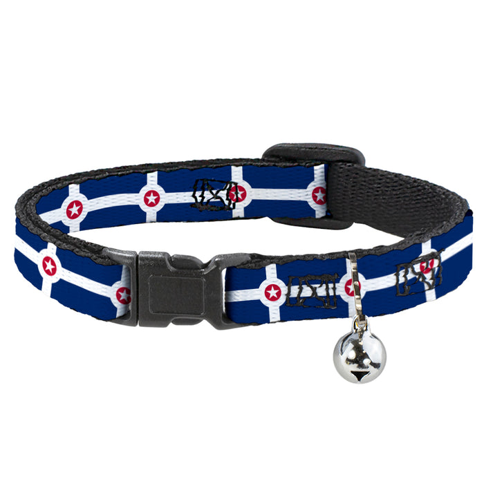 Cat Collar Breakaway - Indianapolis Flag Navy Blue White Red Breakaway Cat Collars Buckle-Down   