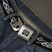 BD Wings Logo CLOSE-UP Full Color Black Silver Seatbelt Belt - Flame Silver Webbing Seatbelt Belts Buckle-Down   