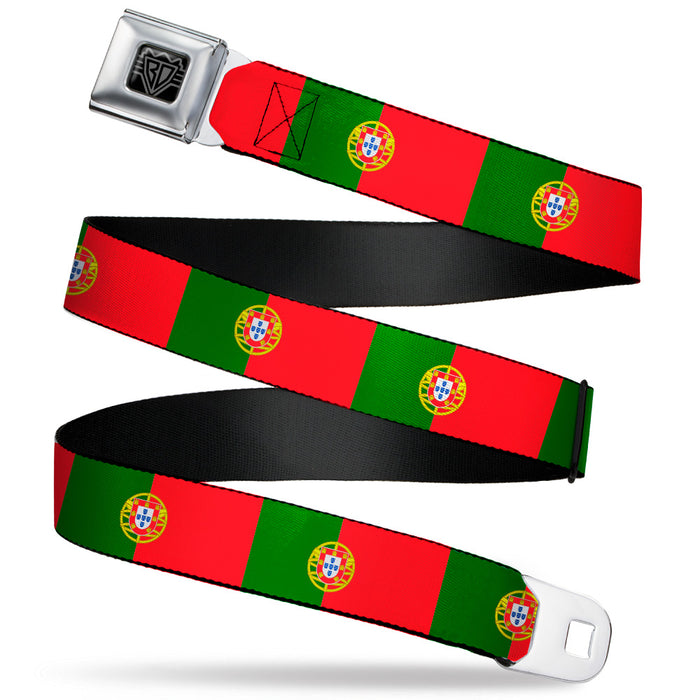 BD Wings Logo CLOSE-UP Black/Silver Seatbelt Belt - Portugal Flag Green/Red Webbing Seatbelt Belts Buckle-Down   