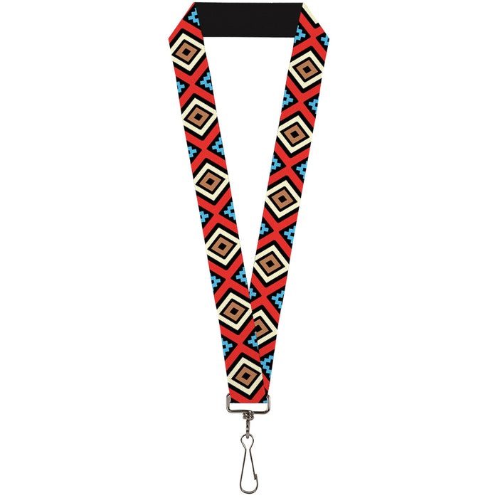 Lanyard - 1.0" - Geometric1 Black Red Tan Brown Baby Blue Lanyards Buckle-Down   