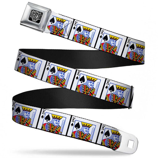BD Wings Logo CLOSE-UP Full Color Black Silver Seatbelt Belt - King of Spades Webbing Seatbelt Belts Buckle-Down   