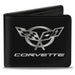 Bi-Fold Wallet - Corvette Black Silver CENTERED Bi-Fold Wallets GM General Motors   