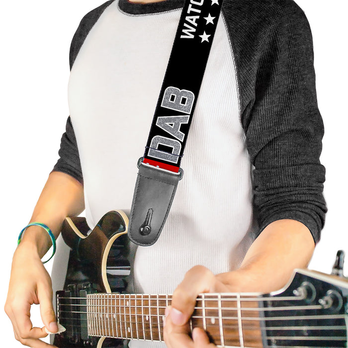 Guitar Strap - WATCH ME DAB Stars Black Red White Crackle Gray Guitar Straps Buckle-Down   