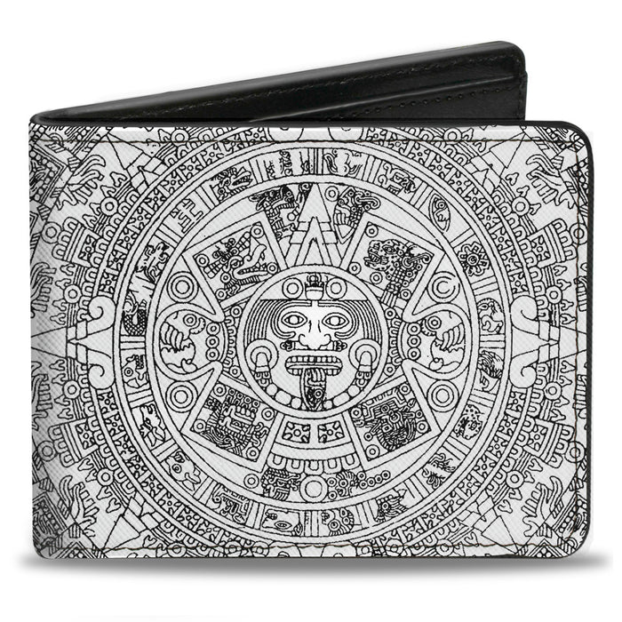 Bi-Fold Wallet - Aztec Calendar White Black Bi-Fold Wallets Buckle-Down   