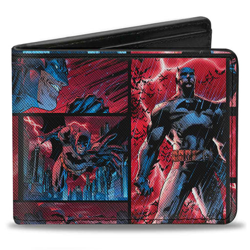 Bi-Fold Wallet - Batman Urban Legends Scene Blocks Rainy Red Sky Bi-Fold Wallets DC Comics   