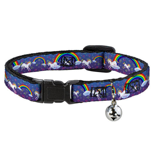 Cat Collar Breakaway - Unicorns Rainbows Stars Blue Purple Breakaway Cat Collars Buckle-Down   