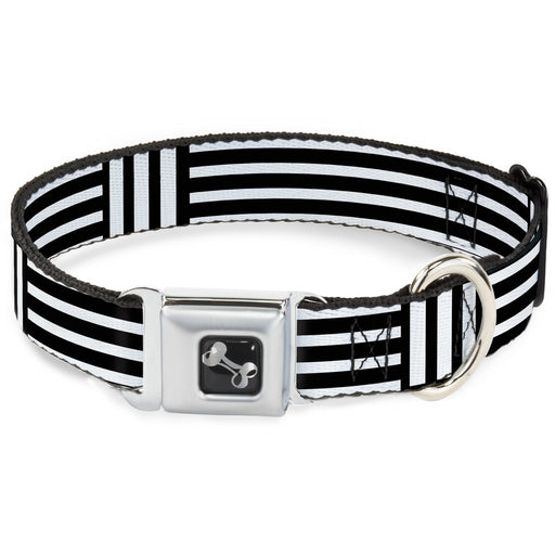 Dog Bone Seatbelt Buckle Collar - Stripe Blocks Black/White Seatbelt Buckle Collars Buckle-Down   