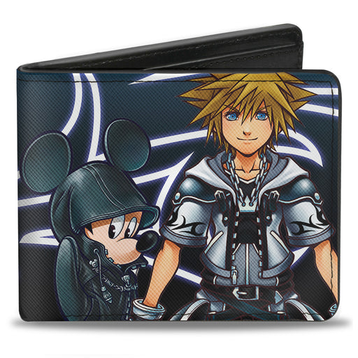 Bi-Fold Wallet - Kingdom Hearts II Organization 13 Mickey Final Form Sora Pose Tribal Black White Glow Bi-Fold Wallets Disney   