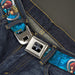 KINGDOM HEARTS Logo Full Color Black Silver Blue Fade Seatbelt Belt - Kingdom Hearts 6-Character Pose2/Turquoise Blues Webbing Seatbelt Belts Disney   