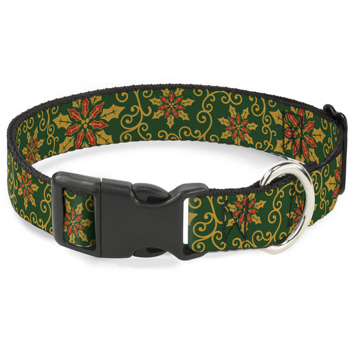 Plastic Clip Collar - Holiday Holly Green/Gold/Red Plastic Clip Collars Buckle-Down   